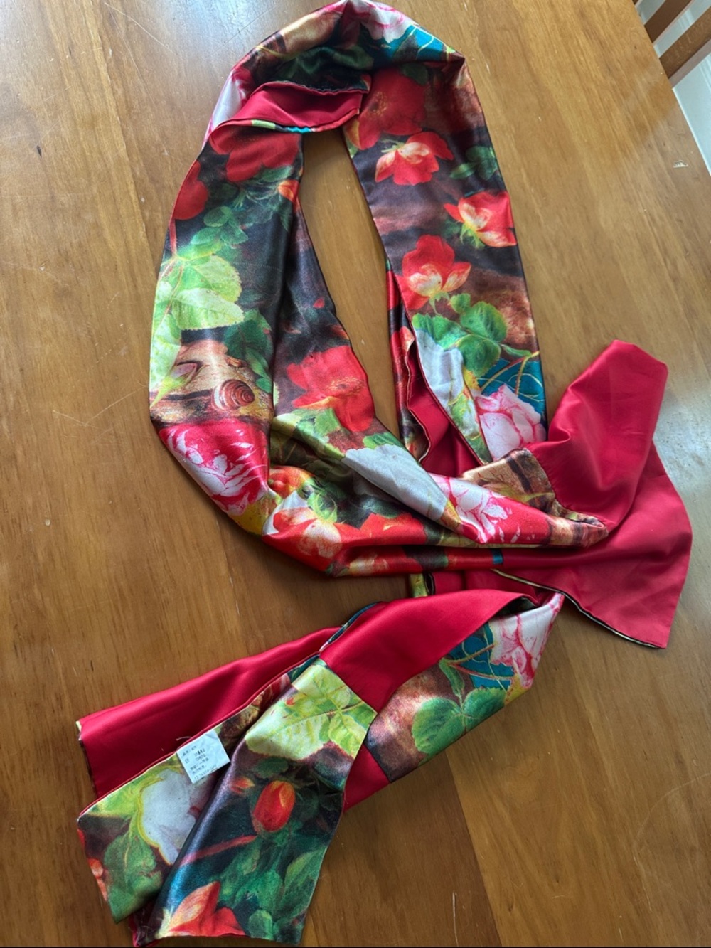 Floral Red Shawl Scarf vintage